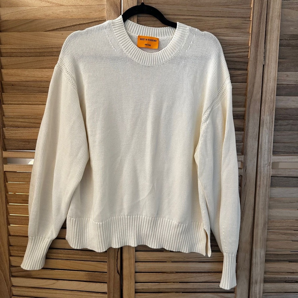 Guest In Residence  Breezy Cotton Sweater in cream size M - Picture 5 of 10